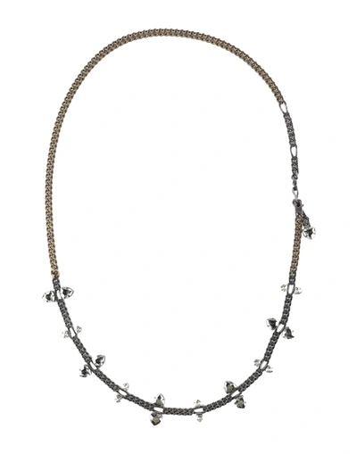 Shop Lanvin Woman Necklace Steel Grey Size - Metal, Glass