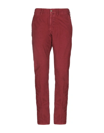 Shop Incotex Man Pants Brick Red Size 34 Cotton, Elastane