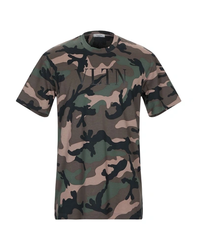Shop Valentino Garavani Man T-shirt Military Green Size S Cotton