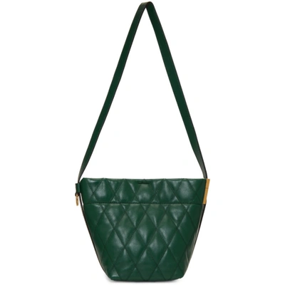 Shop Givenchy Green Quilted Mini Gv Bucket Bag