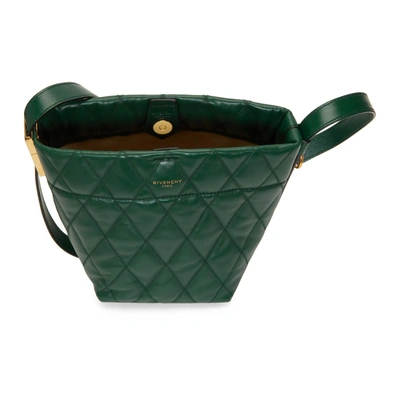 Shop Givenchy Green Quilted Mini Gv Bucket Bag