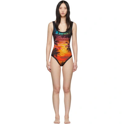 Shop Balmain Black Sunset One-piece Swimsuit