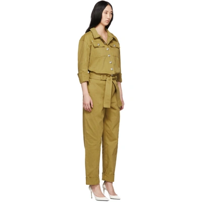 Shop Balmain Tan Denim Jumpsuit In 8fa Camel