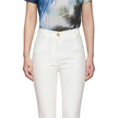 Shop Balmain White High-waist Jeans In 0fa White