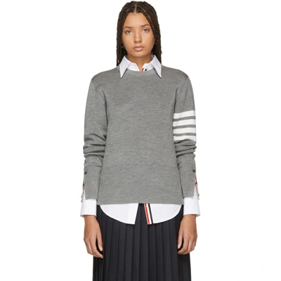 Shop Thom Browne Grey Silk 4-bar Sweater In 055 Lightgr