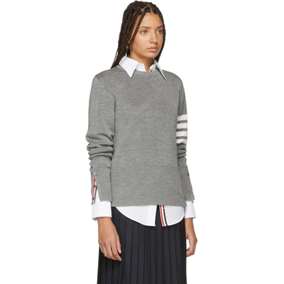Shop Thom Browne Grey Silk 4-bar Sweater In 055 Lightgr