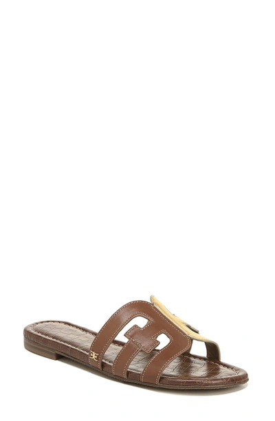 Shop Sam Edelman Bay Cutout Slide Sandal In Bright Gold / Luggage
