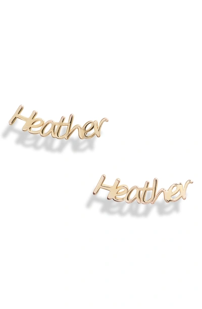 Shop Argento Vivo Personalized Script Earrings (nordstrom Exclusive) In Gold