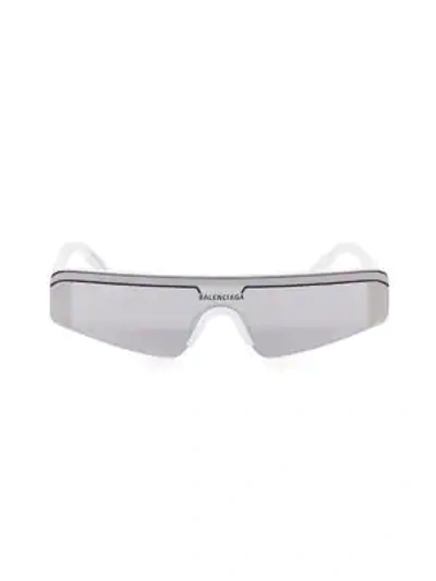 Shop Balenciaga 99mm Angular Shield Sunglasses In White
