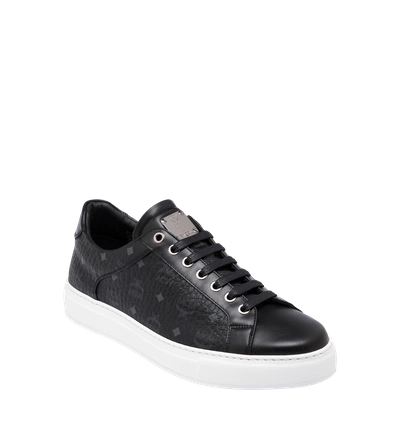 Shop Mcm Men's Classic Low Top Sneakers In Visetos In Black