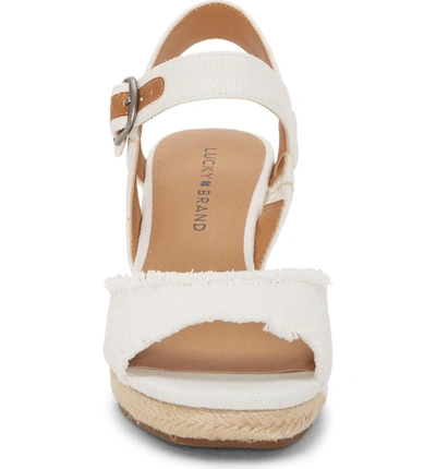 Lucky Brand Mindra Espadrille Wedge Sandal In White Fabric