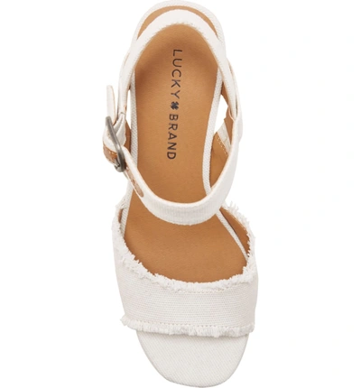 Lucky Brand Mindra Espadrille Wedge Sandal In White Fabric