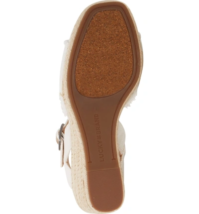 Lucky Brand Mindra Espadrille Wedge Sandal In White Fabric