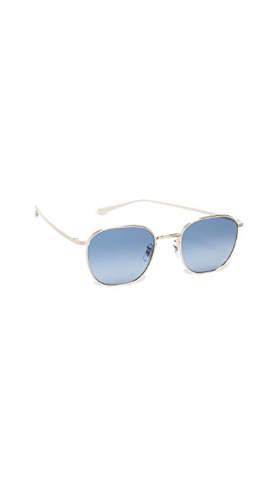 Shop Oliver Peoples Board Meeting 2 Sunglasses In Gold + Marine Gradient