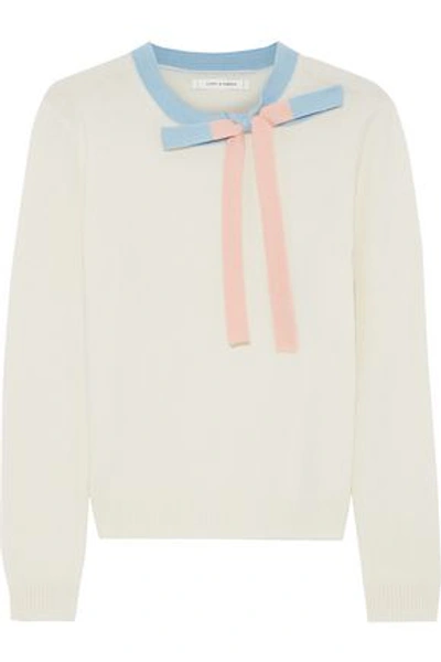 Shop Chinti & Parker Chinti And Parker Woman Bow-embellished Cashmere And Wool-blend Sweater Cream