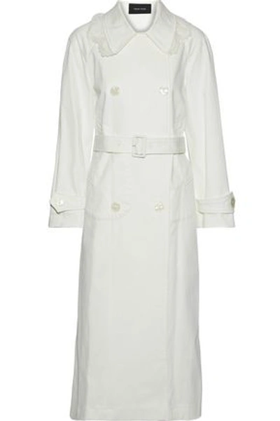 Shop Simone Rocha Woman Double-breasted Lace-trimmed Cotton-blend Trench Coat Ivory