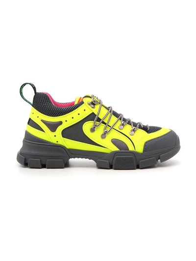 Shop Gucci Flashtrek Mesh Sneakers In Yellow