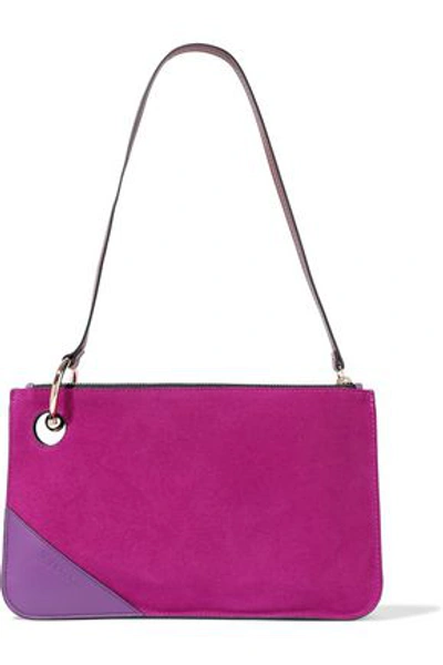Shop Jw Anderson J.w.anderson Woman Leather-paneled Suede Shoulder Bag Purple