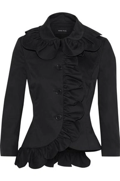 Shop Simone Rocha Woman Ruffle-trimmed Cotton-blend Jacket Black