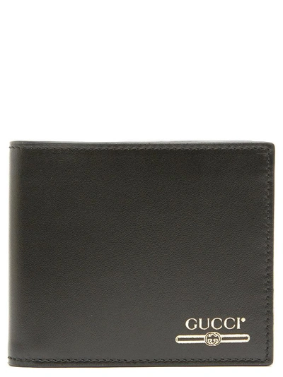 Shop Gucci Logo Fold Wallet In Black