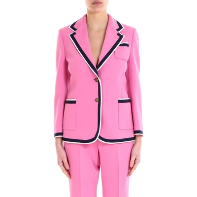 Shop Gucci Stretch Striped Trim Jacket In Pink