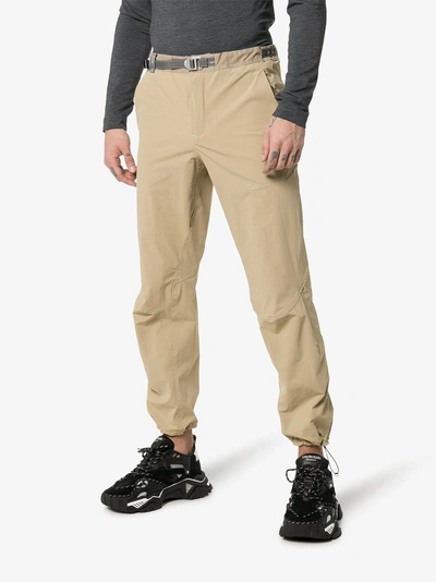 Shop And Wander Beige Logo Waistband Nylon Sweat Pants In Neutrals