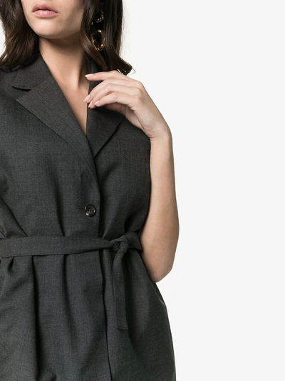 Shop Wright Le Chapelain Longline Sleeveless Wool Blazer In Grey