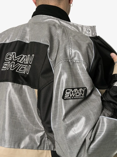 Shop Cmmn Swdn Logo Detail Roman Motorcycle Jacket In Beige Black