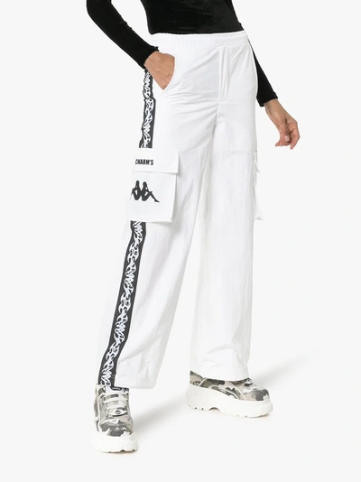 Shop Charm's X Kappa Flame-stripe Utility Pocket Track Pants In White
