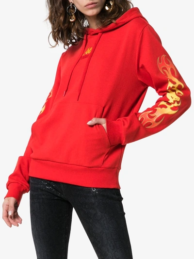 Shop Charm's X Kappa Flame Print Stretch-cotton Hoodie In Red