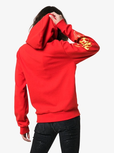 Shop Charm's X Kappa Flame Print Stretch-cotton Hoodie In Red