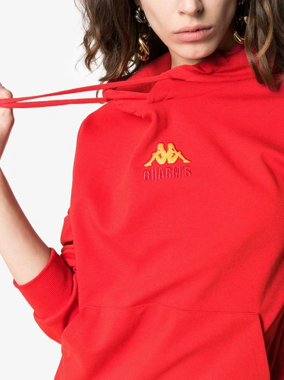 Shop Charm's X Kappa Flame Print Stretch-cotton Hoodie In Red