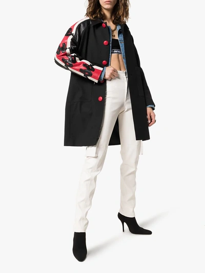 Shop Charm's X Kappa Contrast Sleeve Coat In 101 - Black