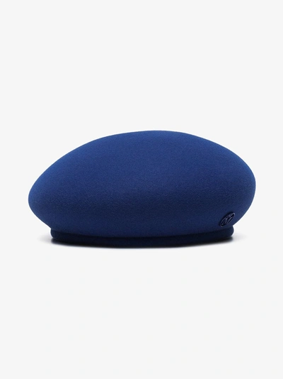 Shop Maison Michel Blue Bonnie Beret In Ocean