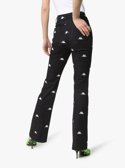 Shop Charm's X Kappa Logo-embroidered Flared Jeans In Black