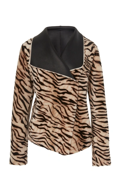 Shop Nour Hammour Safari Shearling Jacket In Animal