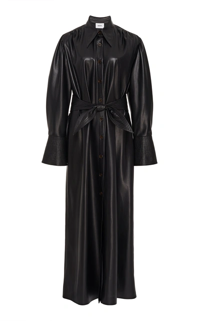 Shop Nanushka Rosana Vegan Leather Button-front Dress In Black