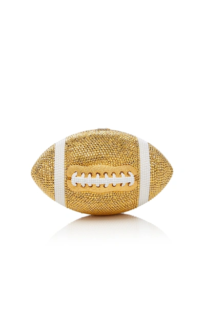 Shop Judith Leiber Pig Skin Football Crystal-embellished Clutch In Gold