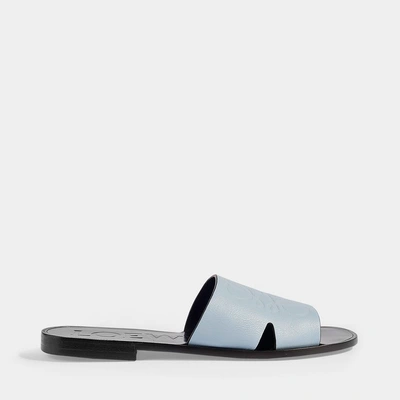 Shop Loewe | Logo Anagram Mules In Baby Blue Leather