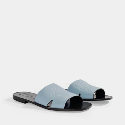Shop Loewe | Logo Anagram Mules In Baby Blue Leather