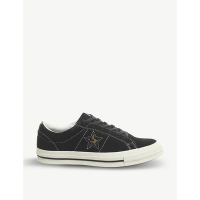 Converse One Star Suede Trainers In Black Egret Leopard | ModeSens