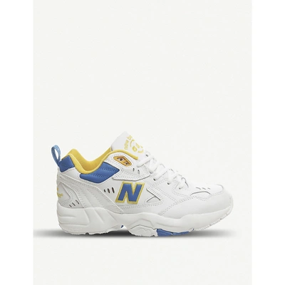 New Balance 608 Leather Trainers In White Blue Yellow | ModeSens