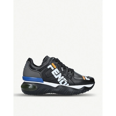 Shop Fendi Hey Reilly Leather Trainers In Black/comb