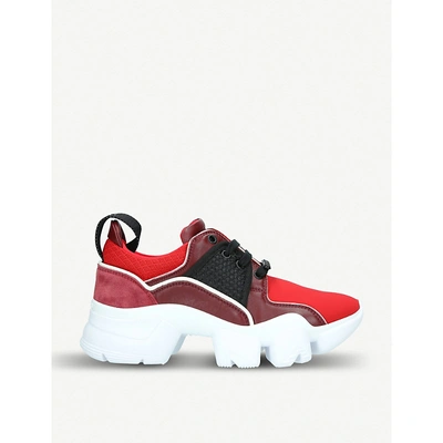 Shop Givenchy Jaw Neoprene And Leather Trainers In Wine