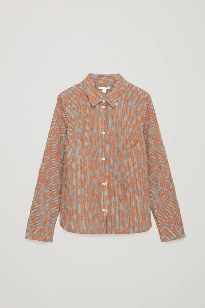 Shop Cos Circle-stripe Print Shirt In Orange