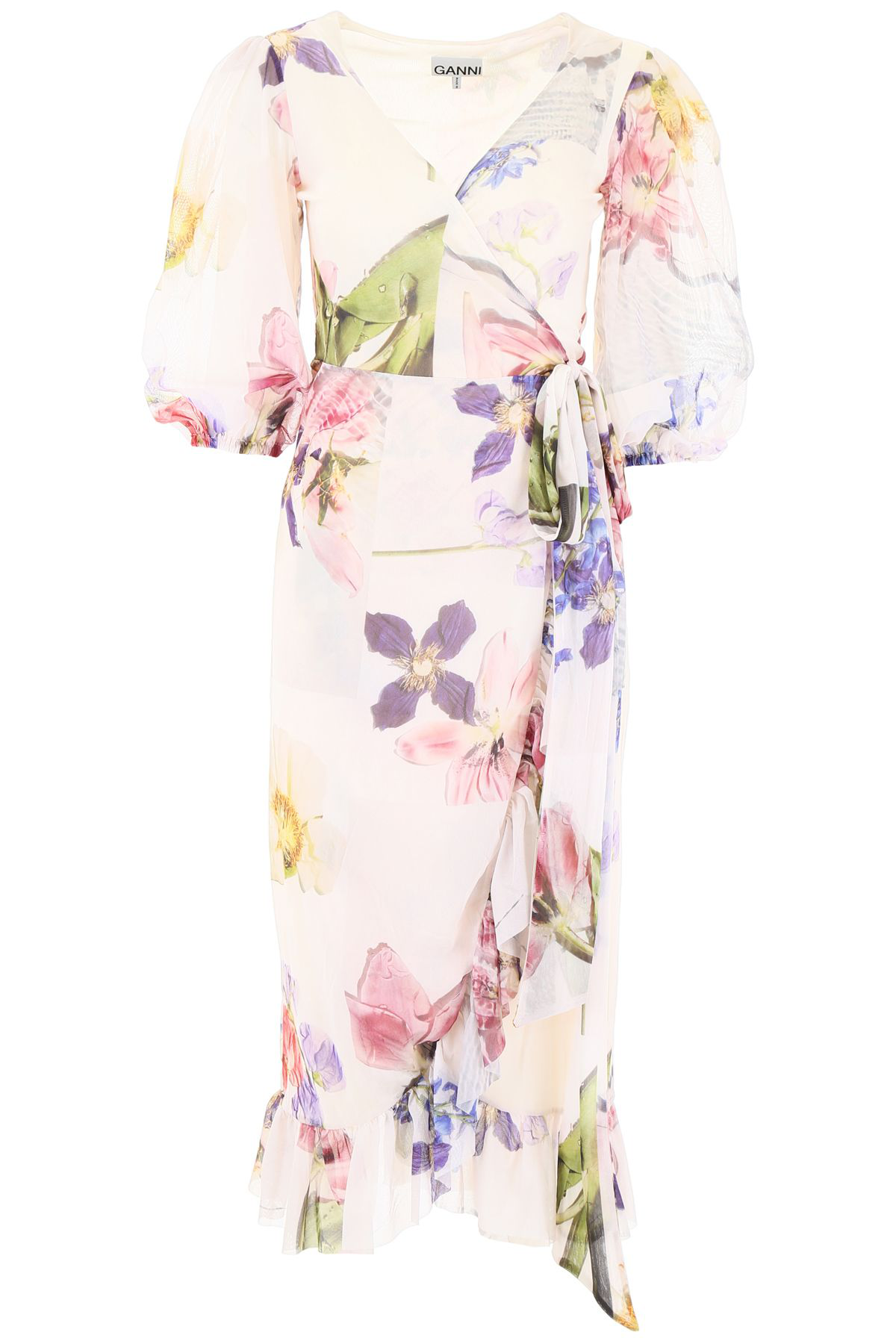 ganni white floral dress