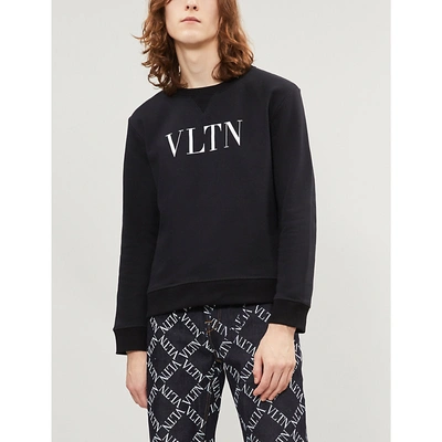 Shop Valentino Logo-print Cotton-blend Sweatshirt In Nero/bianco