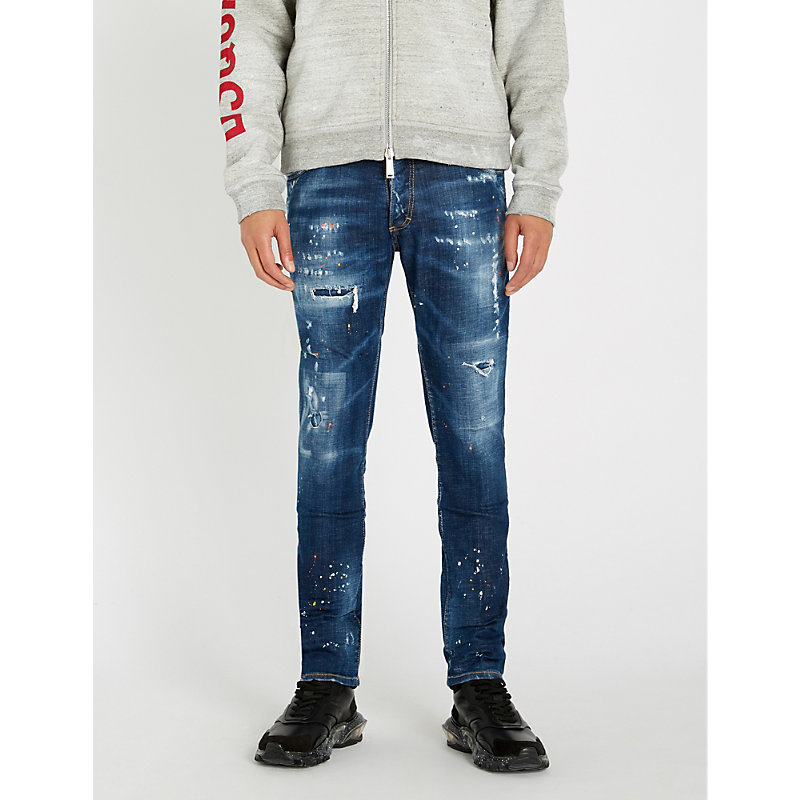 ripped paint splatter skinny jeans