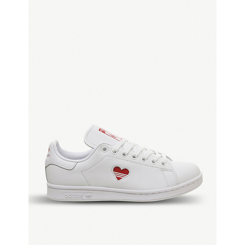 Adidas Originals Stan Smith Leather Trainers In White Red Heart | ModeSens
