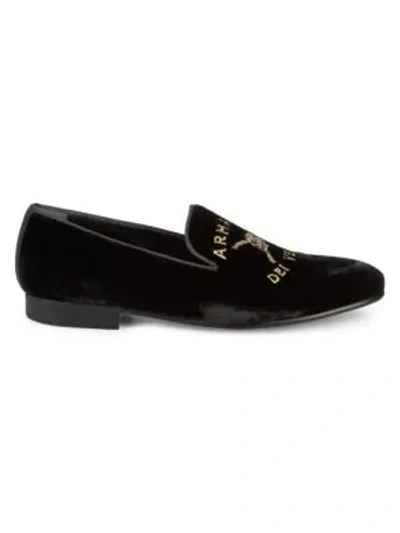 Shop John Richmond Suede Smoking Slippers In Black